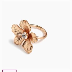 J. Crew rose Gold Floral Ring with Crystal Accent